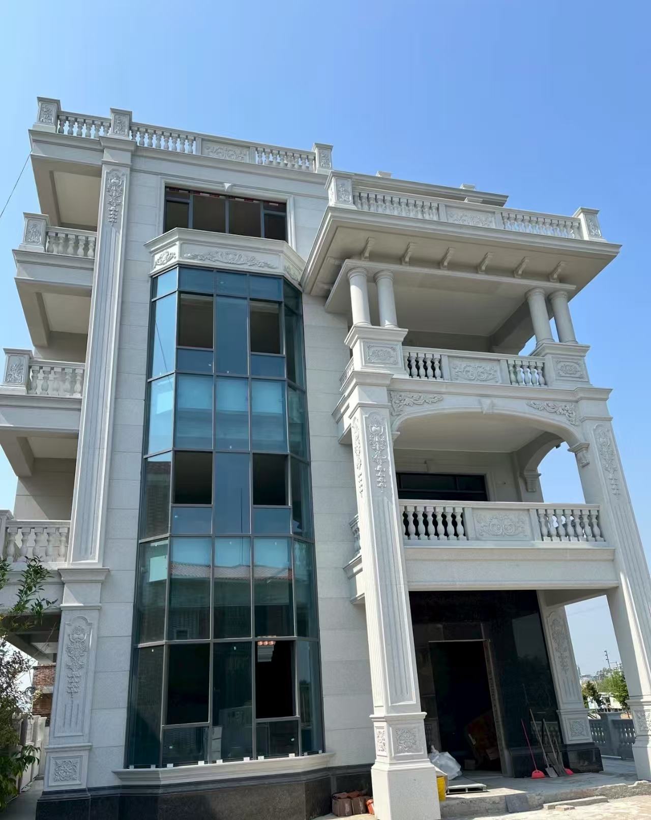 洛阳 芝麻白花岗岩别墅外墙干挂效果展示